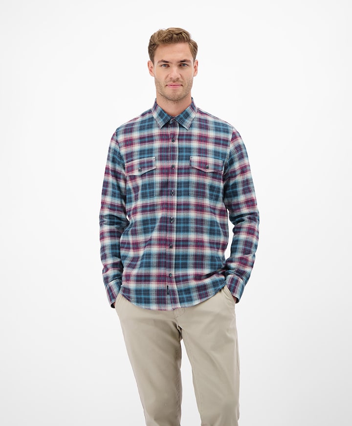 Heren overhemd lange mouw rood