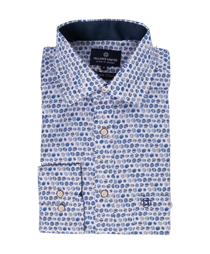Heren overhemd lange mouw blauw