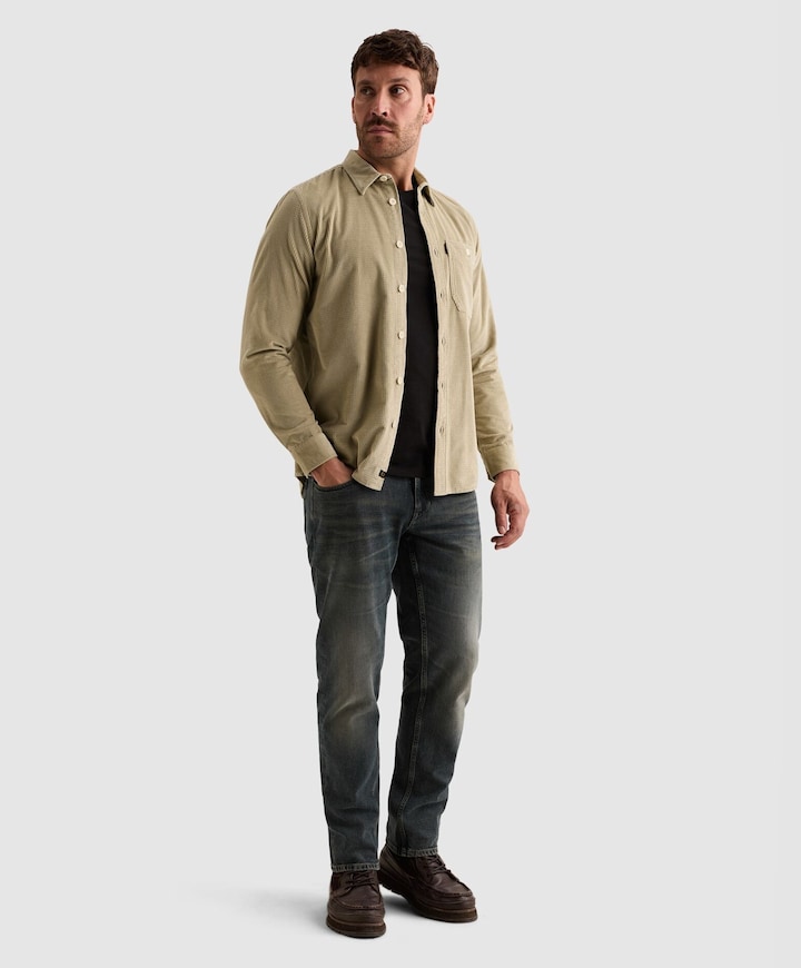 Heren overhemd lange mouw beige