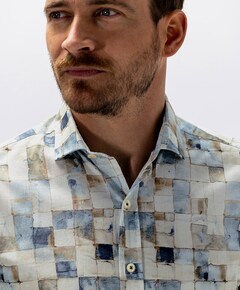 Heren overhemd lange mouw blauw