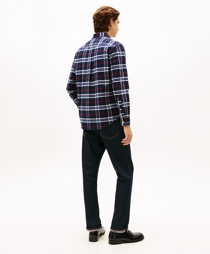 Heren overhemd lange mouw blauw