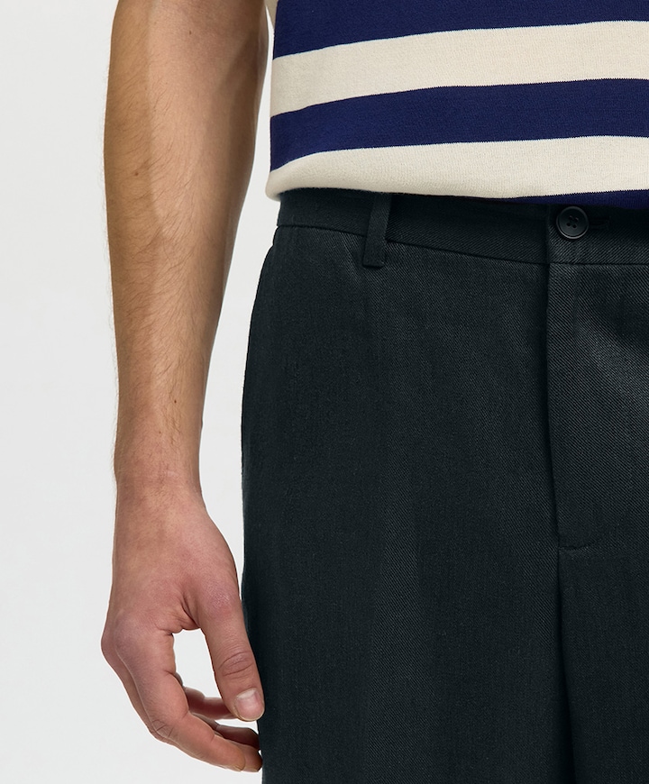 SLHREG-ENZO LINEN TRS heren broek zwart