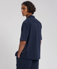 Heren overhemd korte mouw blauw