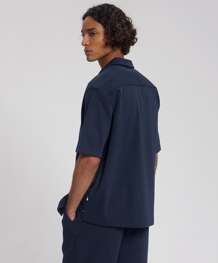 Heren overhemd korte mouw blauw