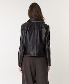 Dames leren jas blauw