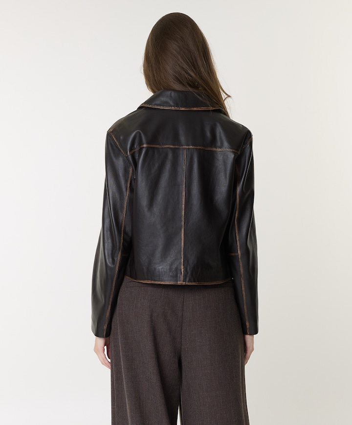 Dames leren jas blauw