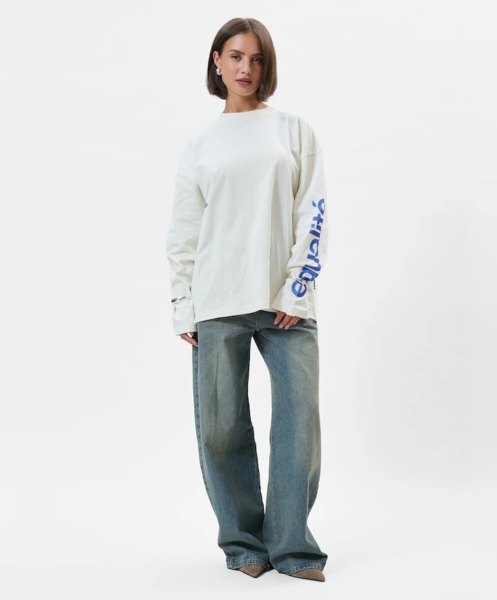 Uniseks longsleeve ecru