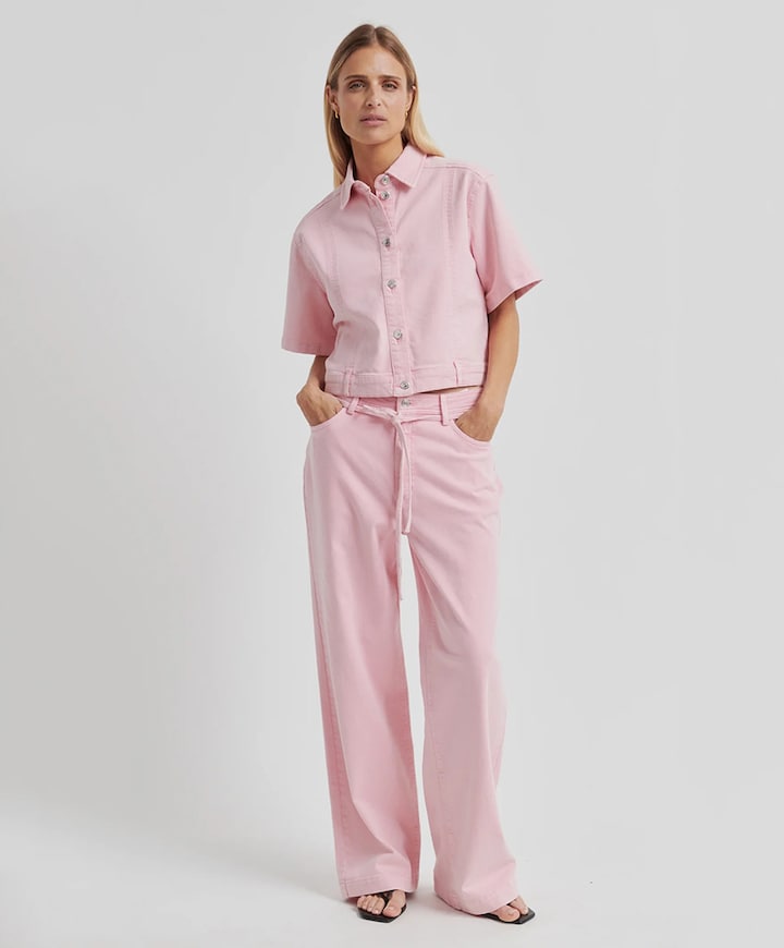 Dames spijkerblouse roze