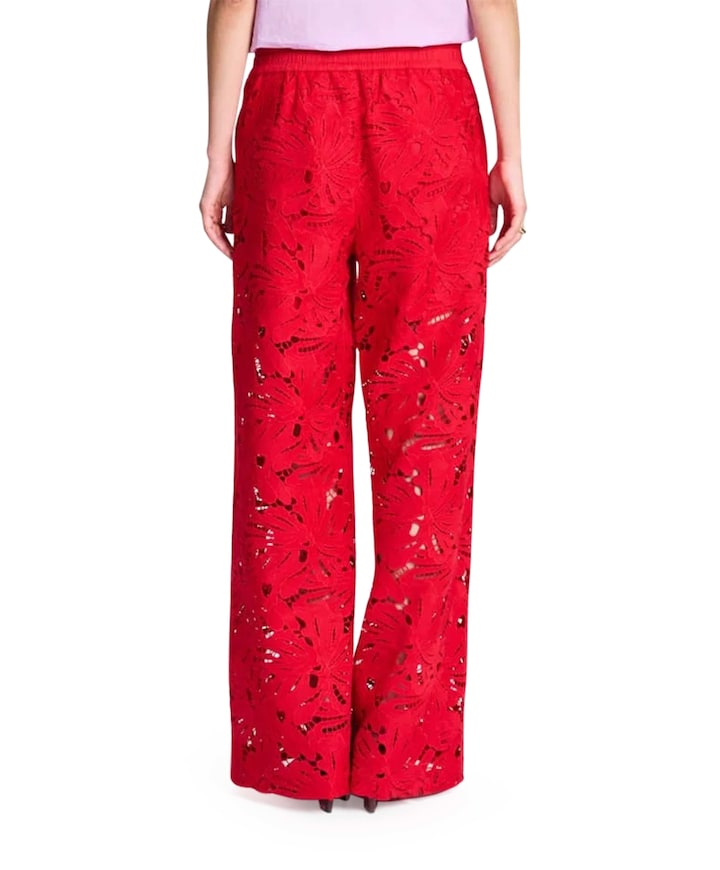 Lace Bloom dames broek rood