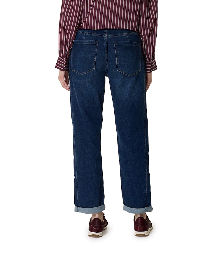 Caitlina side patch dark stone dames jeans blauw