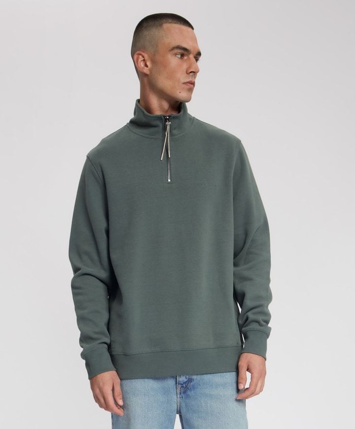 Heren trui met rits groen