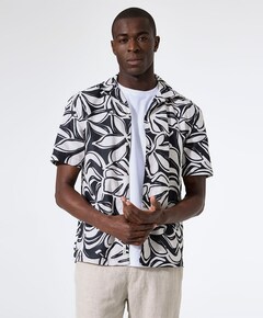 Heren overhemd korte mouw blauw