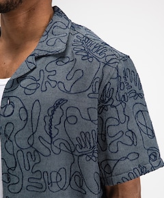 Heren overhemd korte mouw blauw