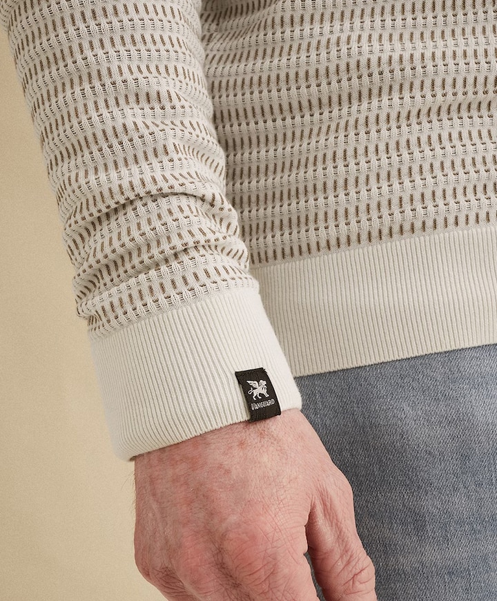 Heren trui met rits ecru