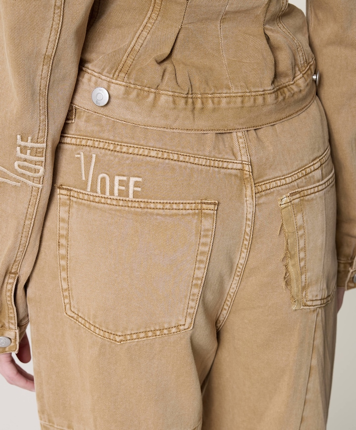 Baggy Patched dames jeans beige