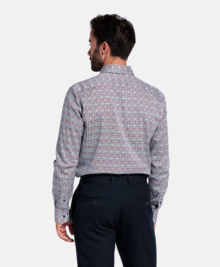 Heren overhemd lange mouw bruin