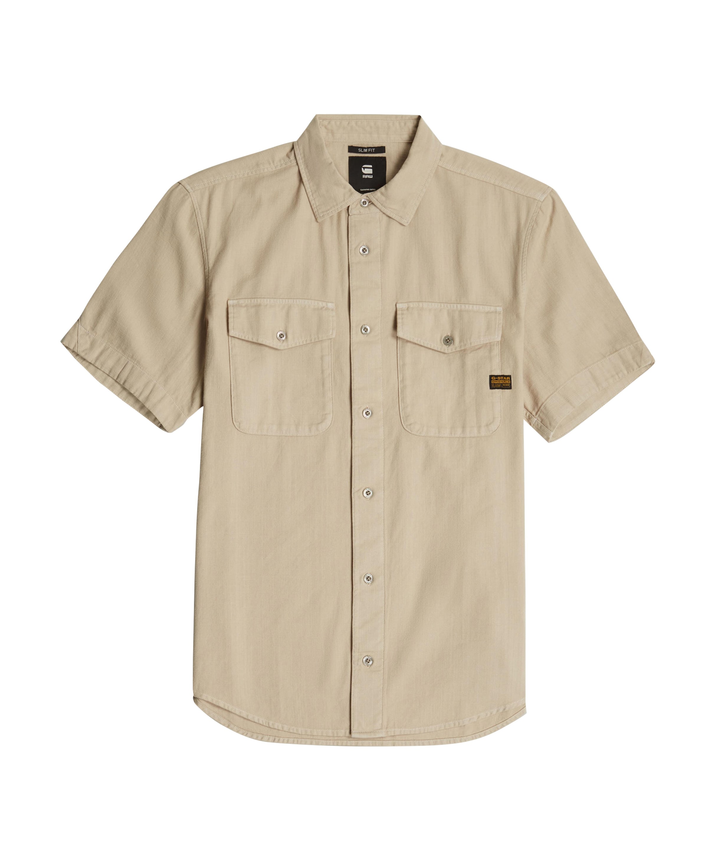 Heren overhemd korte mouw beige