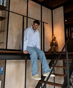 Heren overhemd lange mouw blauw