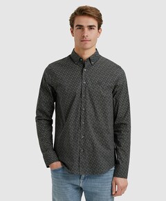 Heren overhemd lange mouw blauw