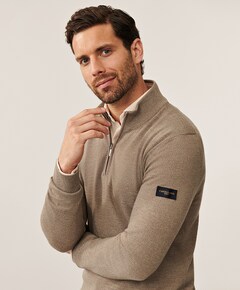 Heren trui met rits beige