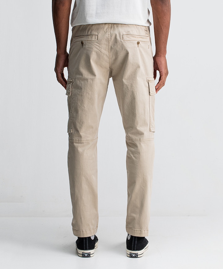 Tristan Slim Sateen Cargo heren broek beige
