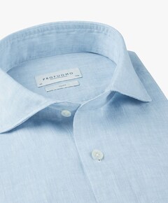 Heren overhemd lange mouw blauw