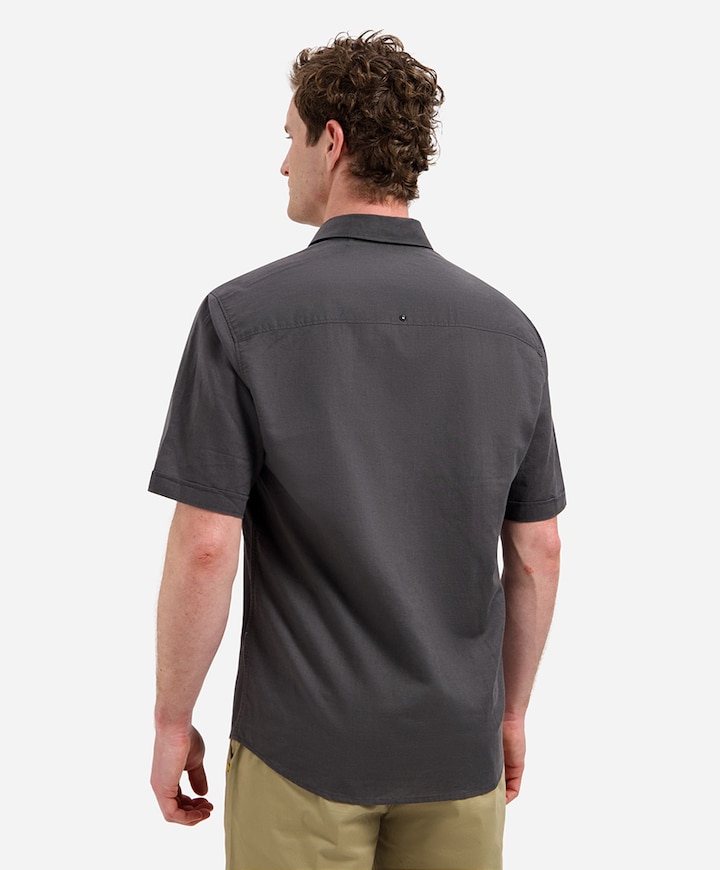 Heren overhemd korte mouw grijs