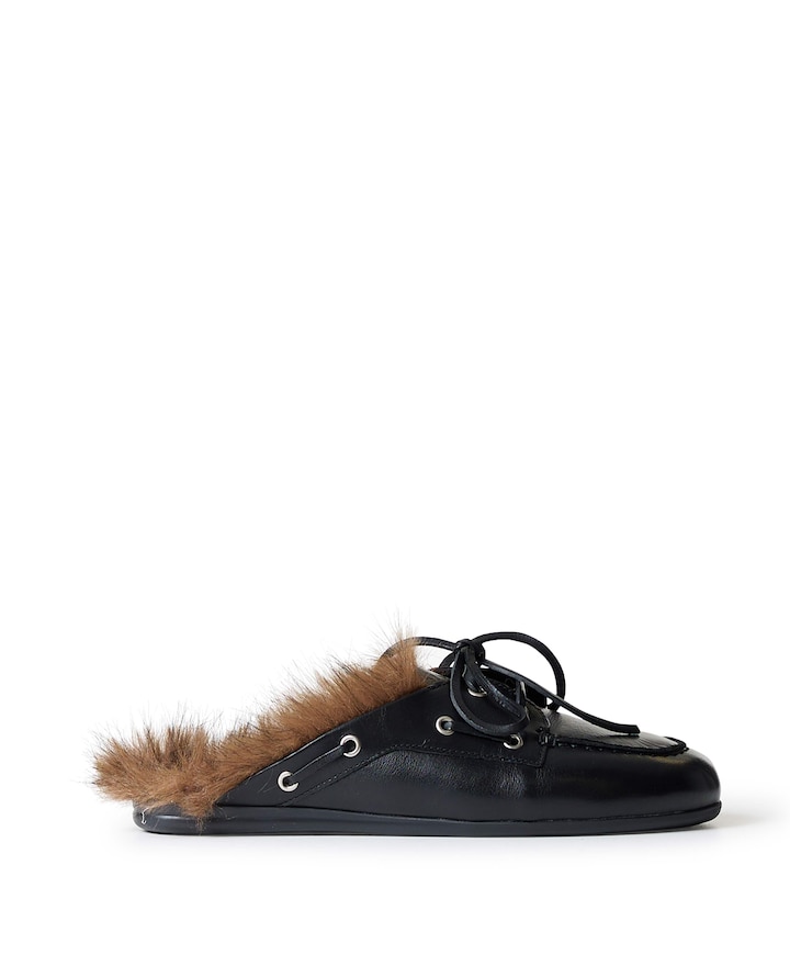Boat Loafer Mule  dames clogs zwart