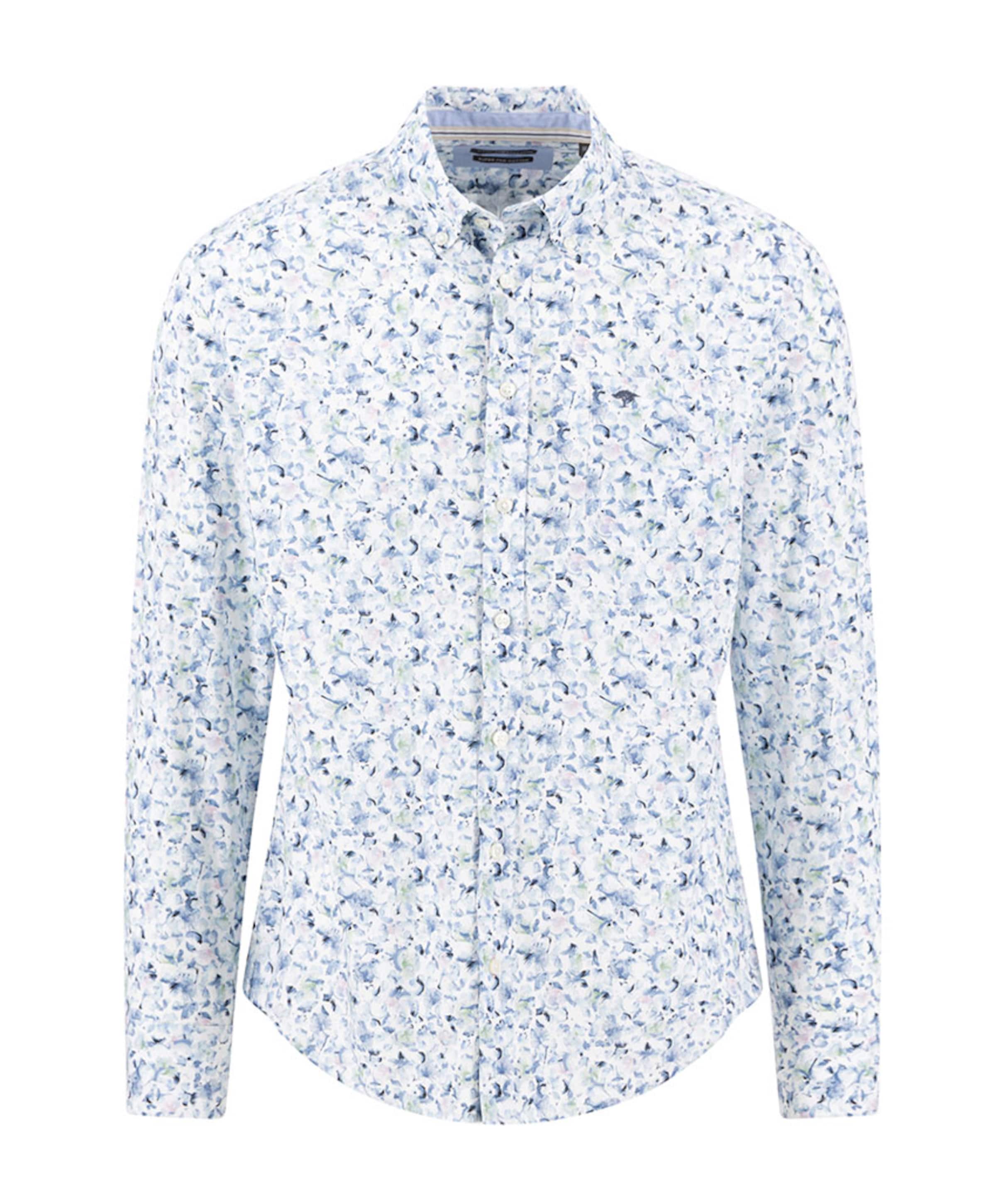 Heren overhemd lange mouw blauw