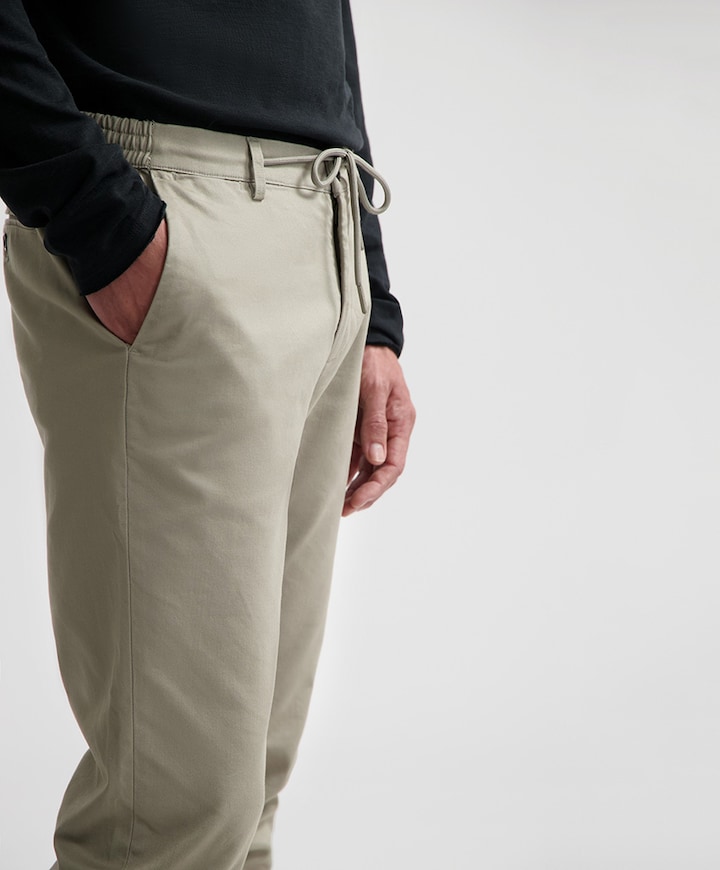 Lancaster Twill Knit Tapered Jogger heren broek grijs