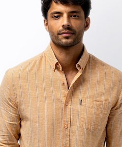 Heren overhemd lange mouw oranje