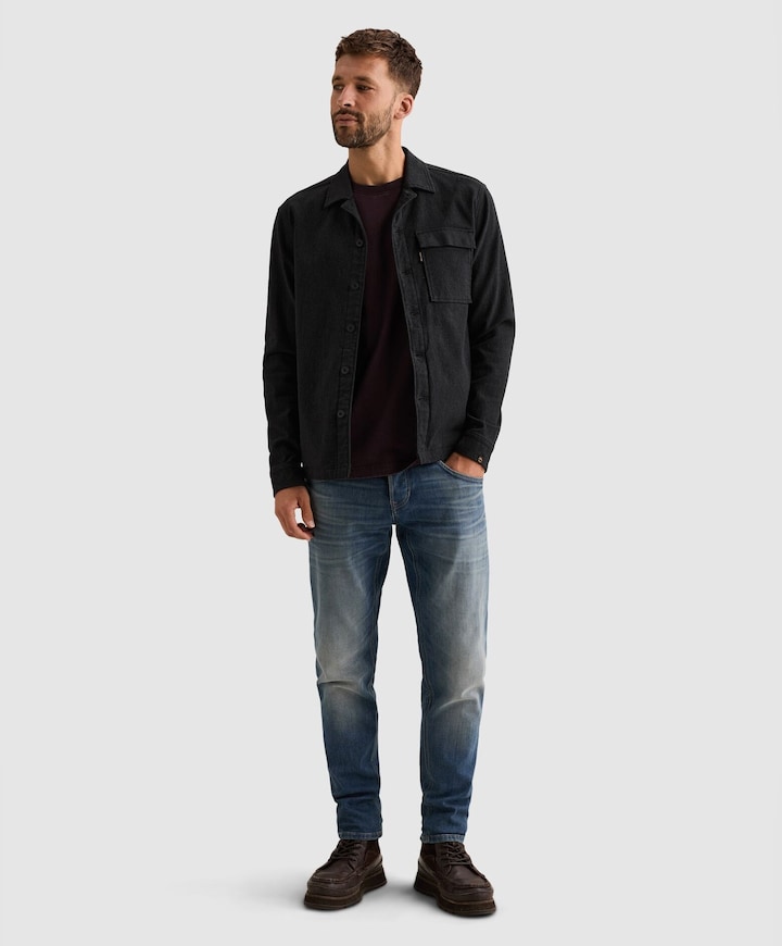 Heren overhemd lange mouw blauw