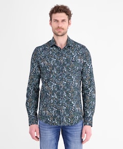 Heren overhemd lange mouw blauw