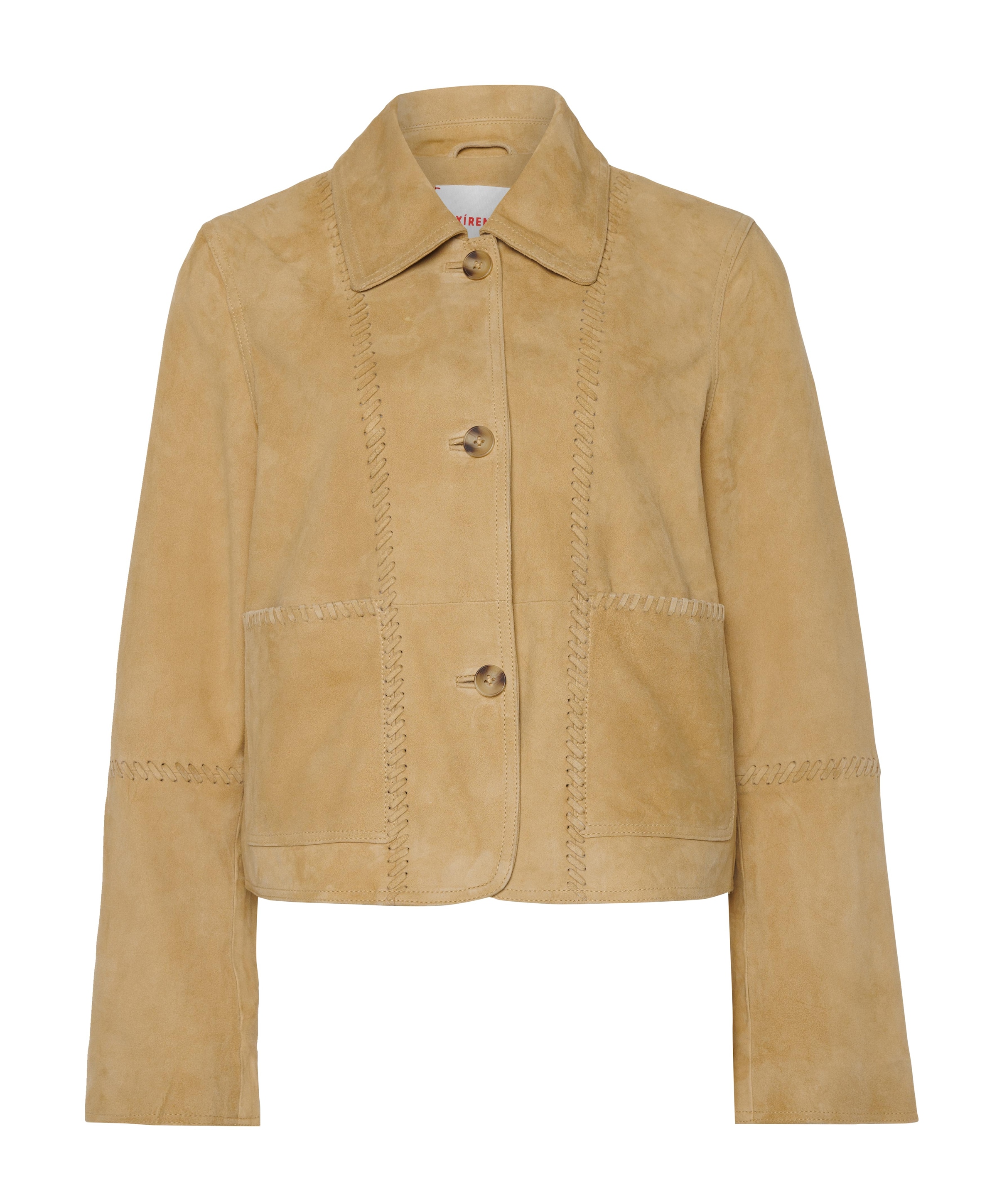 Dames leren jas beige