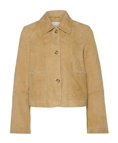 Dames leren jas beige