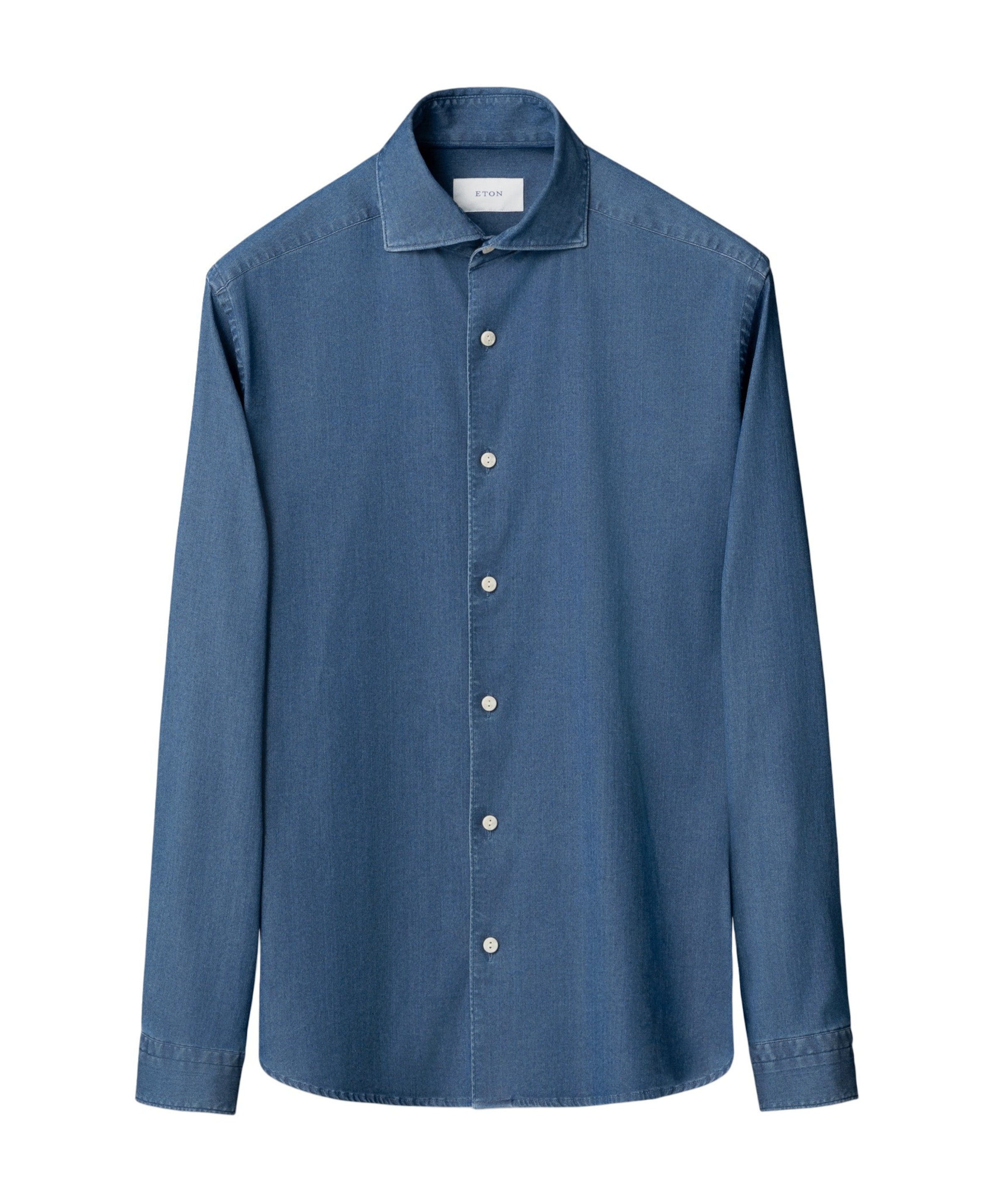 Heren overhemd lange mouw blauw