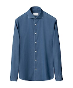 Heren overhemd lange mouw blauw