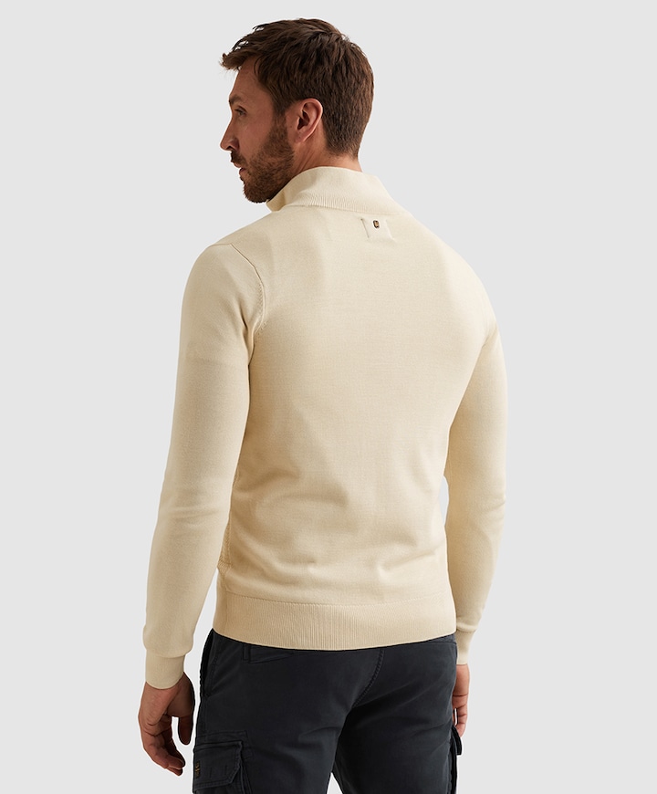 Heren trui met rits ecru