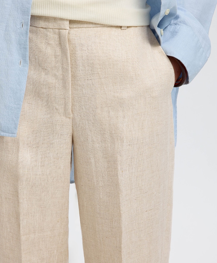 SLFWIDE IDA MW LINEN dames pantalon ecru