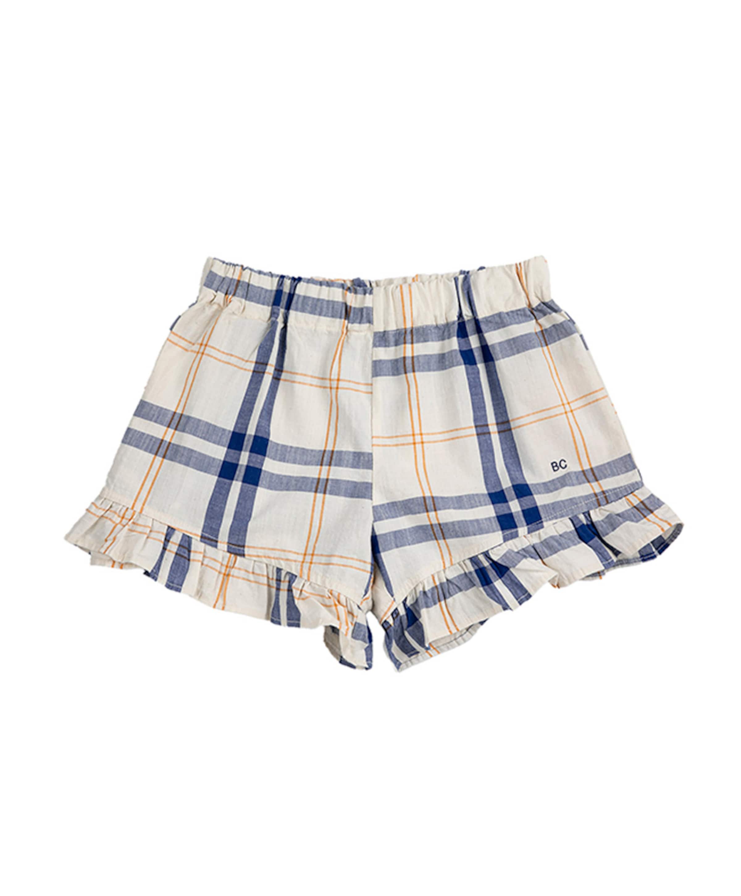 Fun Tartan ruffled woven shorts meisjes korte broek ecru