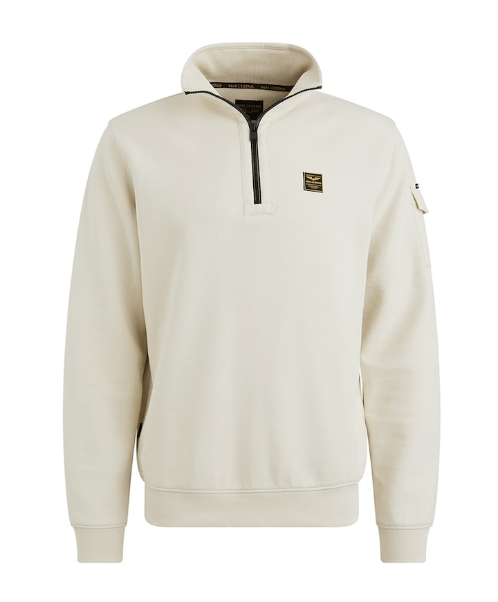 Heren trui met rits ecru