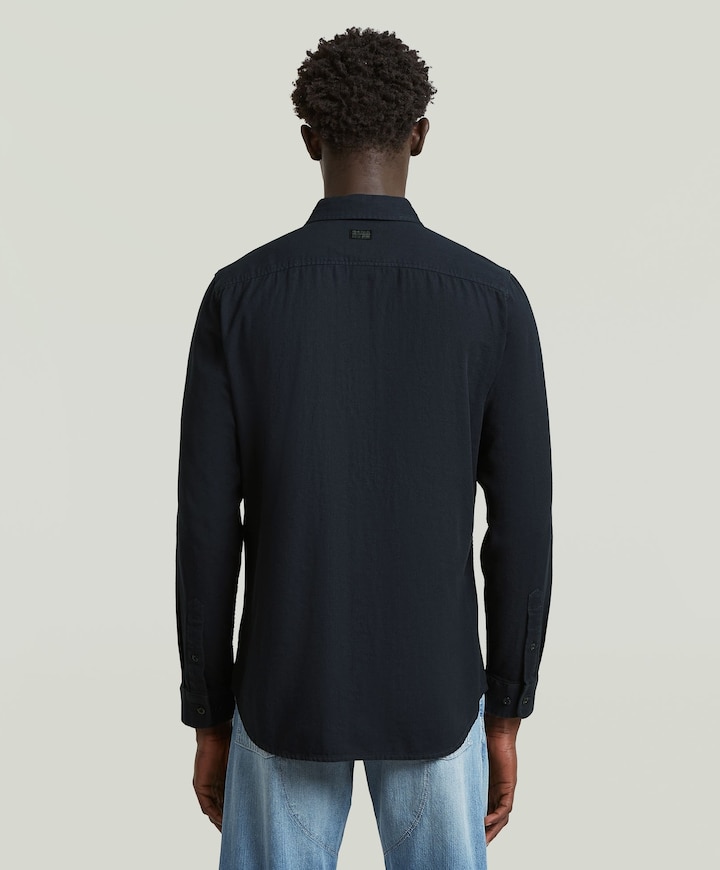 Heren overhemd lange mouw blauw