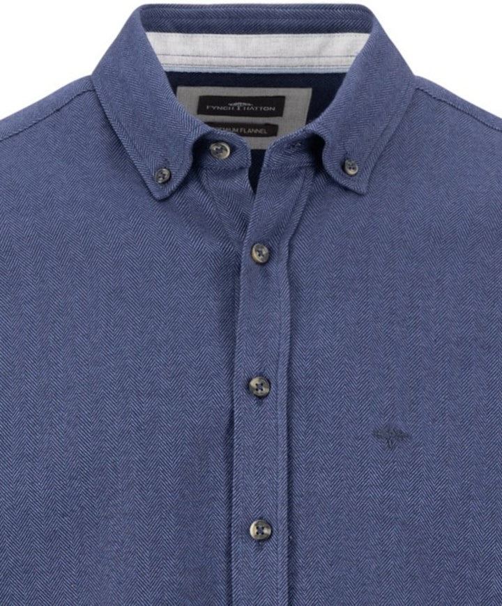 Heren overhemd lange mouw blauw