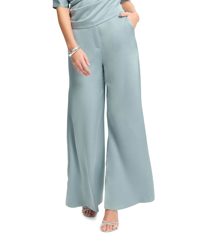 Satinhose mit weitem Bein und franz dames pantalon blauw