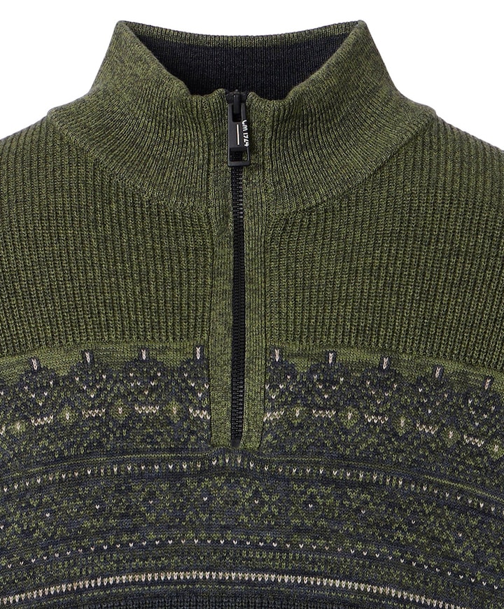 Heren trui met rits groen