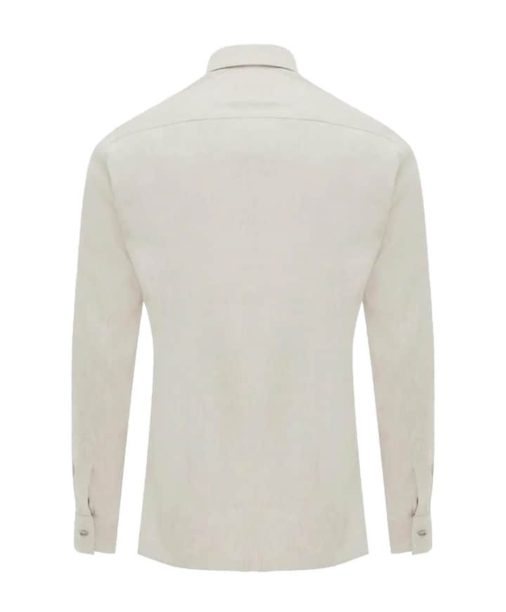 Heren overhemd lange mouw beige