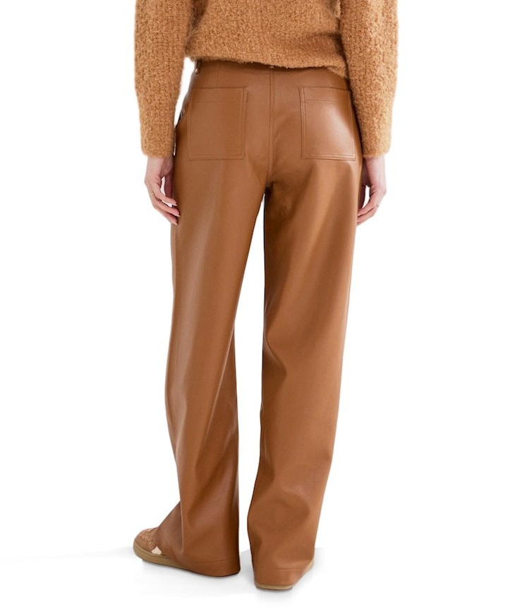 PU Pintuck dames broek bruin