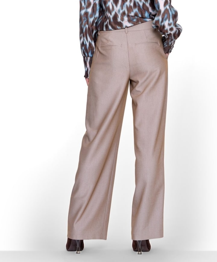 Fancy waistband dames broek beige