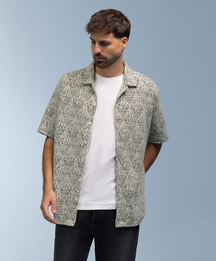 Heren overhemd korte mouw groen