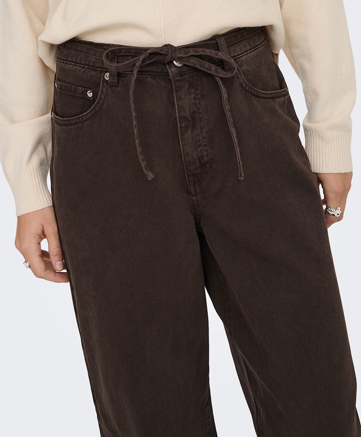 ONLGIANNA MW STRAIGHT DNM BROWN DNM dames jeans bruin